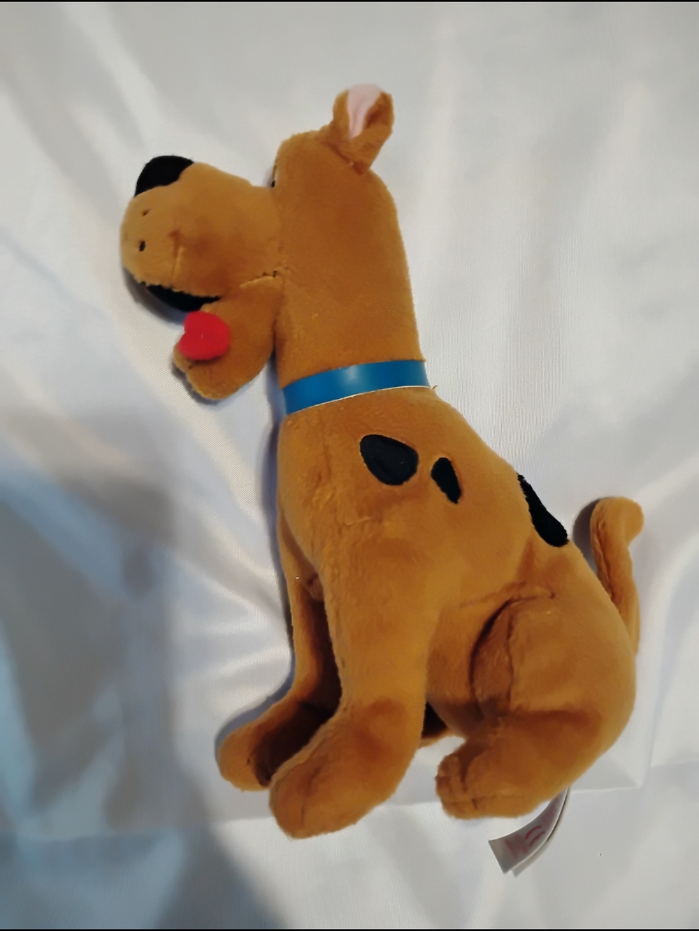 Plush Brown Puppy with Blue Collar and Red Tongue